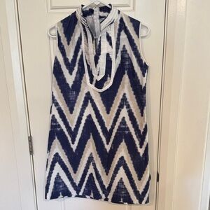 Navy and White Chelsea Gunn Chevron Dress